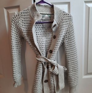 Wool sweater wrap with tie